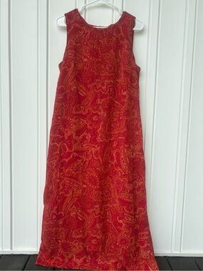 Vintage Virgo Red Paisley Sleeveless Maxi Dress